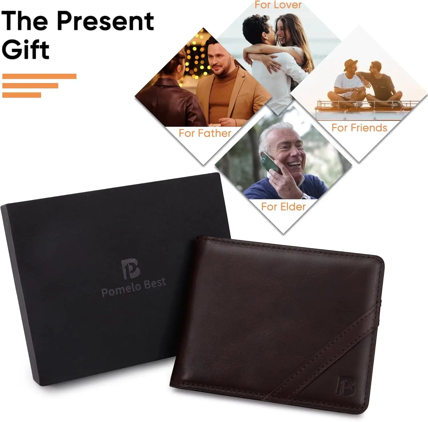 Portefeuille bifold en cuir de grain supérieur avec protection RFID
