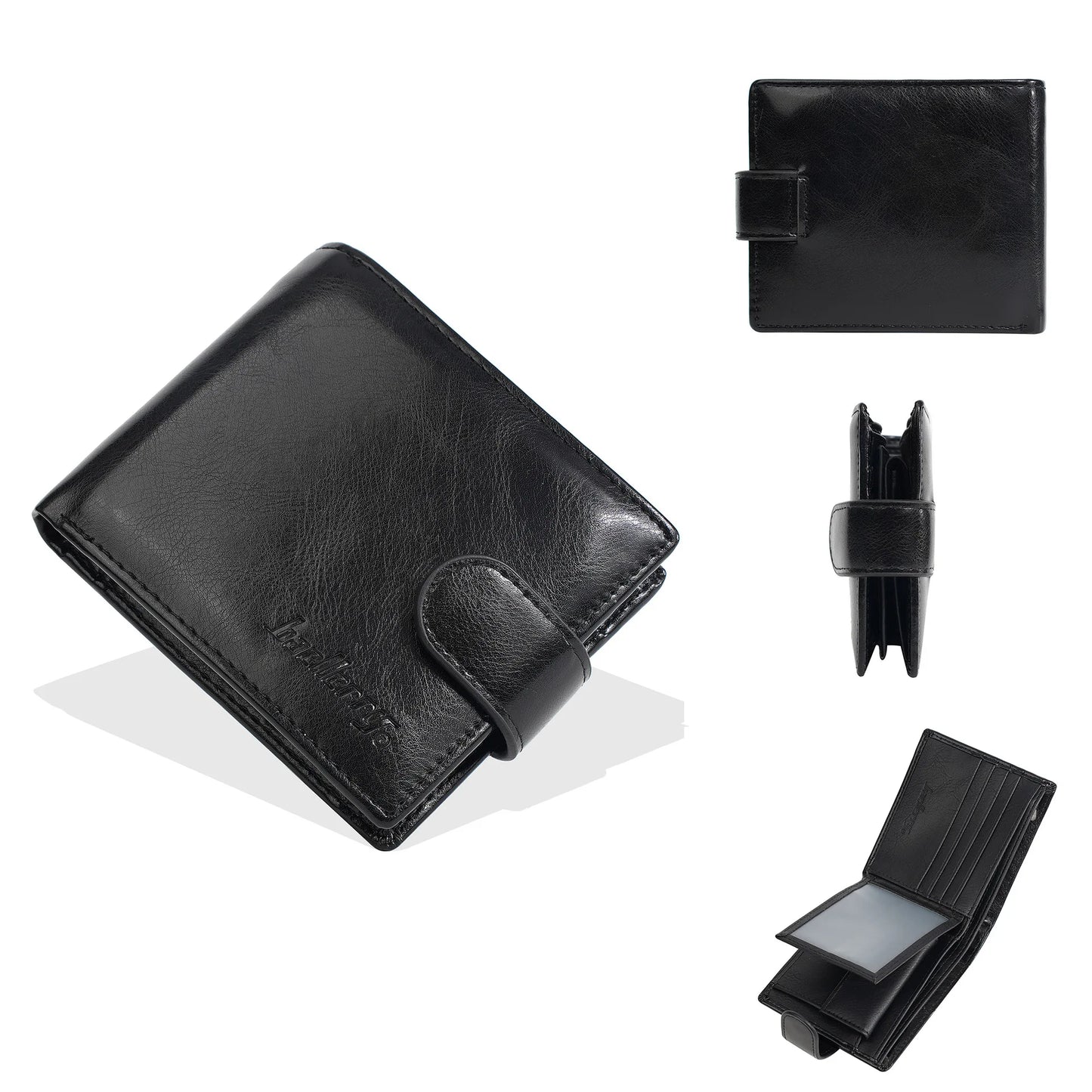 Portefeuille homme PU cuir zippé compact avec porte-cartes et porte-monnaie