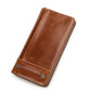 Portefeuille long homme en cuir véritable avec RFID, zip et compartiment téléphone grande capacité