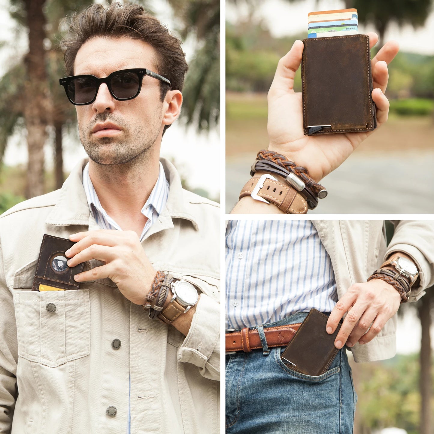 Portefeuille Magic Wallet  en cuir véritable - Pop-Up & RFID