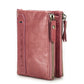 Portefeuille homme en cuir véritable avec double zip et porte-cartes sécurisé compact