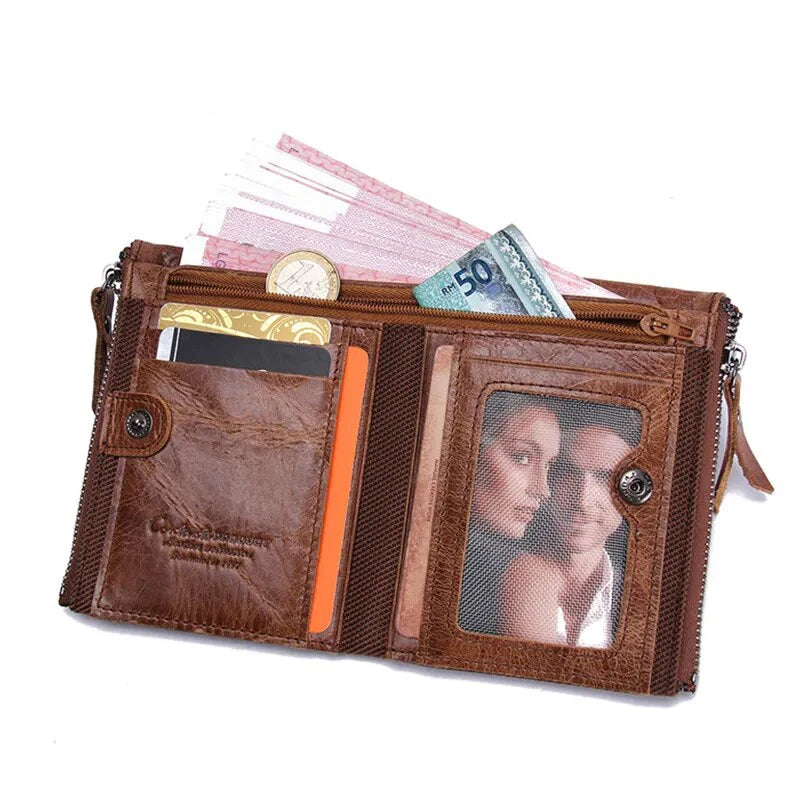 Portefeuille homme  en cuir de vachette Crazy Horse avec protection RFID