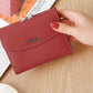 Portefeuille femme compact en cuir véritable à rabat avec porte-cartes intégré