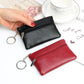 Porte-monnaie compact en similicuir avec porte-clés et double fermeture zippée
