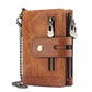 Portefeuille homme cuir véritable RFID avec chaîne zippé compact personnalisable