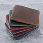Porte-cartes slim en cuir véritable Crazy Horse compact avec 3 emplacements unisexe