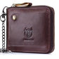 Portefeuille homme en cuir véritable RFID avec chaîne zippé compact vintage