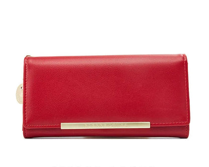Portefeuille long femme en cuir PU grande capacité avec fermeture zippée et compartiments multiples