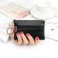 Porte-monnaie compact en similicuir avec porte-clés et double fermeture zippée