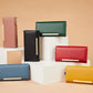 Portefeuille long femme en cuir PU grande capacité avec fermeture zippée et compartiments multiples