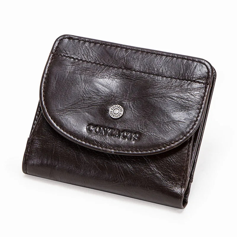 Petit portefeuille en cuir véritable pour femme et homme avec porte-monnaie