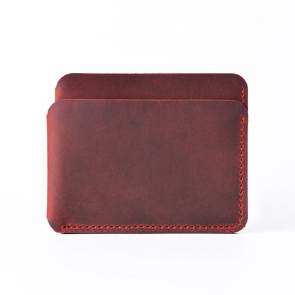 Porte-cartes slim en cuir véritable Crazy Horse compact avec 3 emplacements unisexe