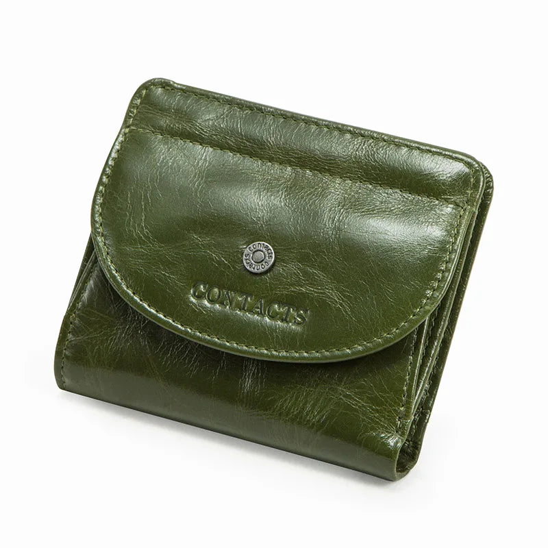 Petit portefeuille en cuir véritable pour femme et homme avec porte-monnaie