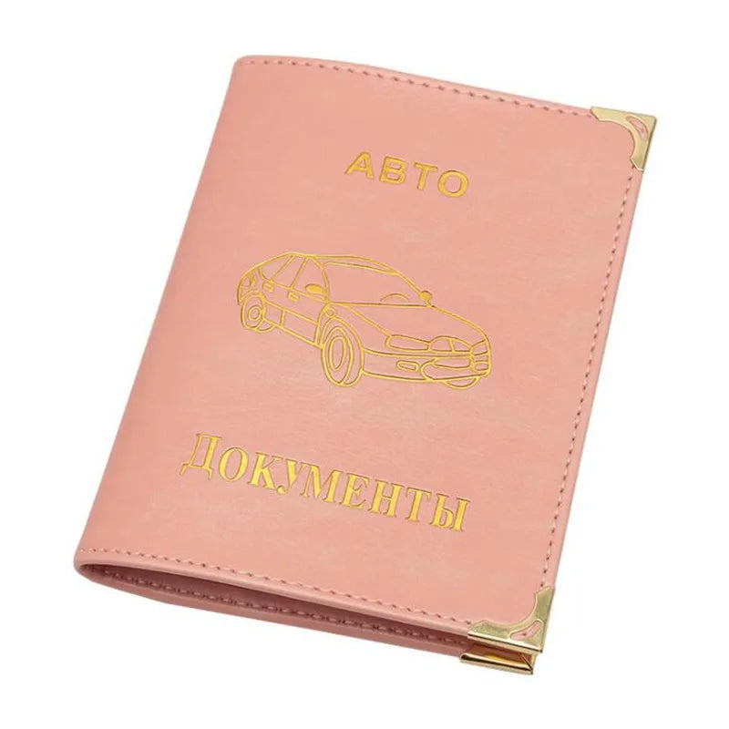 Porte-documents voiture en cuir PU pour permis et papiers auto style vintage russe
