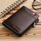 Portefeuille homme cuir véritable compact avec zip, porte-cartes et porte-monnaie