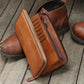 Portefeuille homme cuir véritable long zippé vintage grande capacité avec dragonne