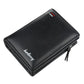 Portefeuille homme compact en PU avec zip, bouton et grande capacité de rangement