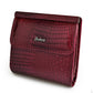 Portefeuille femme compact en cuir véritable motif crocodile avec bouton pression élégant