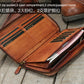 Portefeuille homme cuir véritable long zippé vintage grande capacité avec dragonne