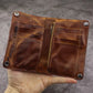 Portefeuille homme cuir véritable vertical vintage compact avec bouton pression