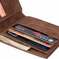Portefeuille homme compact en cuir PU avec porte-cartes, porte-monnaie zippé et clip billets