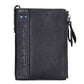 Portefeuille homme en cuir véritable avec double zip et porte-cartes sécurisé compact