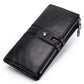 Portefeuille compagnon en cuir véritable pour femme avec protection RFID et double zip