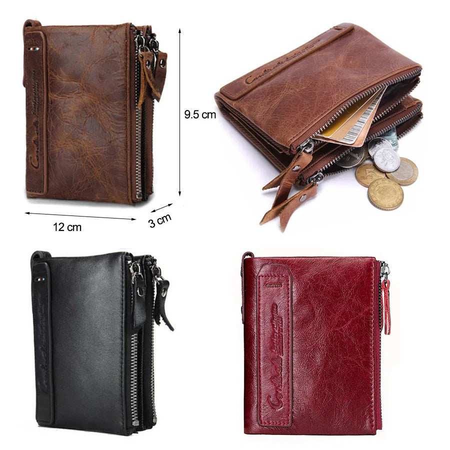 Portefeuille homme  en cuir de vachette Crazy Horse avec protection RFID