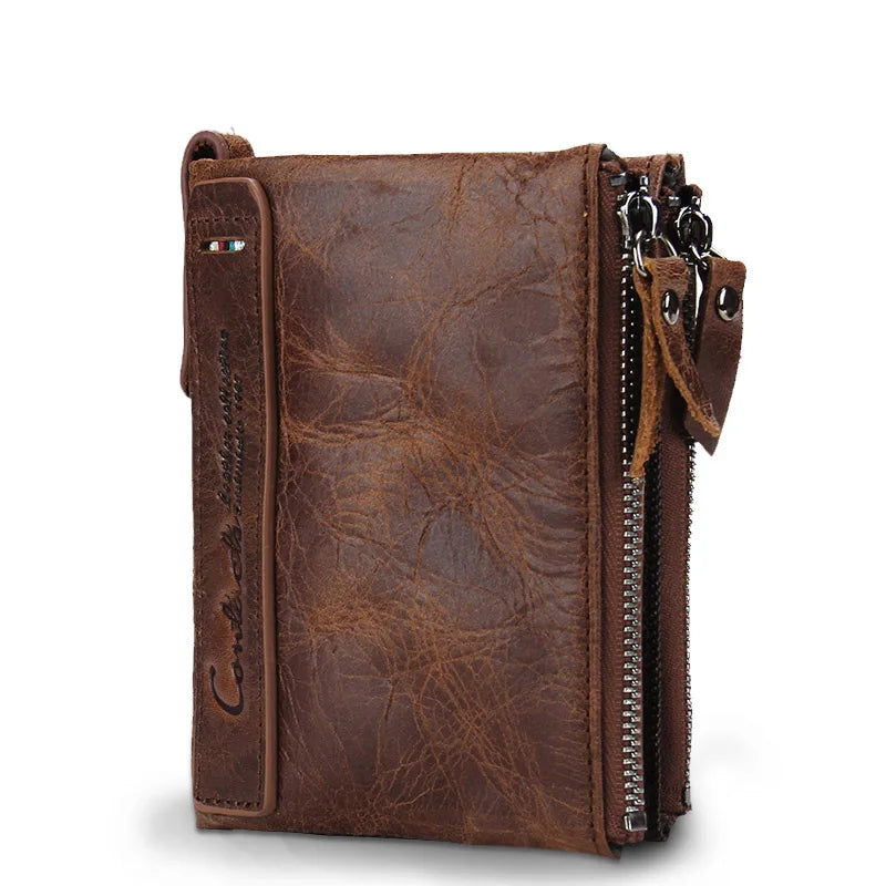 Portefeuille homme  en cuir de vachette Crazy Horse avec protection RFID