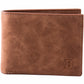 Portefeuille homme compact en cuir PU avec porte-cartes, porte-monnaie zippé et clip billets