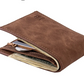 Portefeuille homme compact en cuir PU avec porte-cartes, porte-monnaie zippé et clip billets