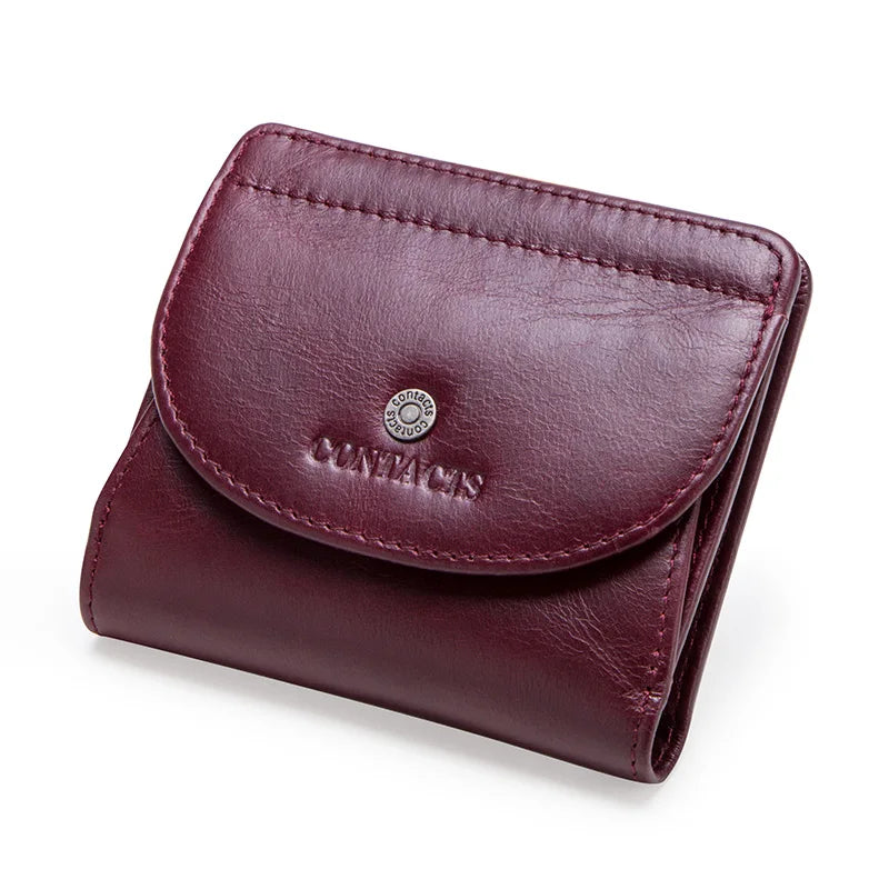 Petit portefeuille en cuir véritable pour femme et homme avec porte-monnaie