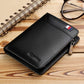 Portefeuille homme cuir véritable compact avec zip, porte-cartes et porte-monnaie