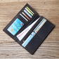 Portefeuille long homme en cuir véritable vintage avec porte-cartes et compartiment téléphone