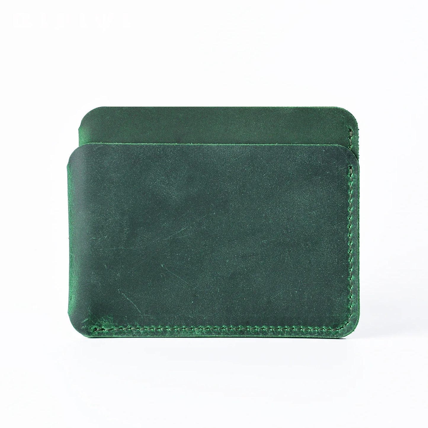 Porte-cartes slim en cuir véritable Crazy Horse compact avec 3 emplacements unisexe