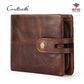 Portefeuille homme cuir véritable crazy horse RFID avec zip et bouton pression