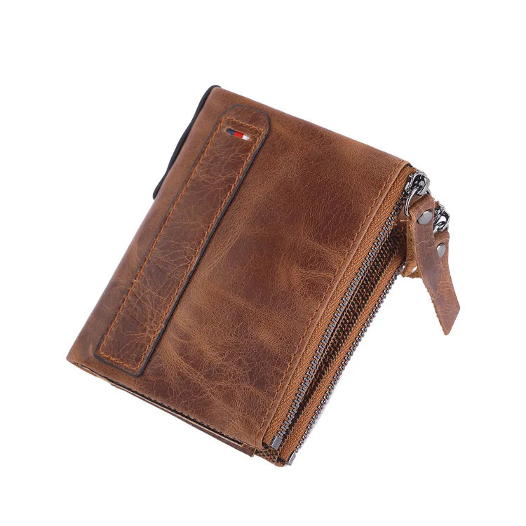 Portefeuille  en cuir de vachette 100% véritable - Style Vintage & Haute Sécurité