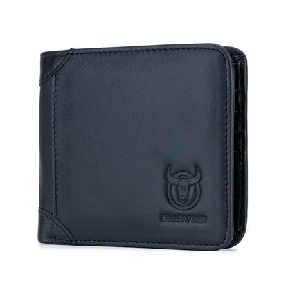 Portefeuille homme cuir véritable compact bifold RFID avec porte-cartes et photo