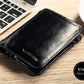 Portefeuille homme en cuir véritable compact sans zip avec porte-cartes élégant