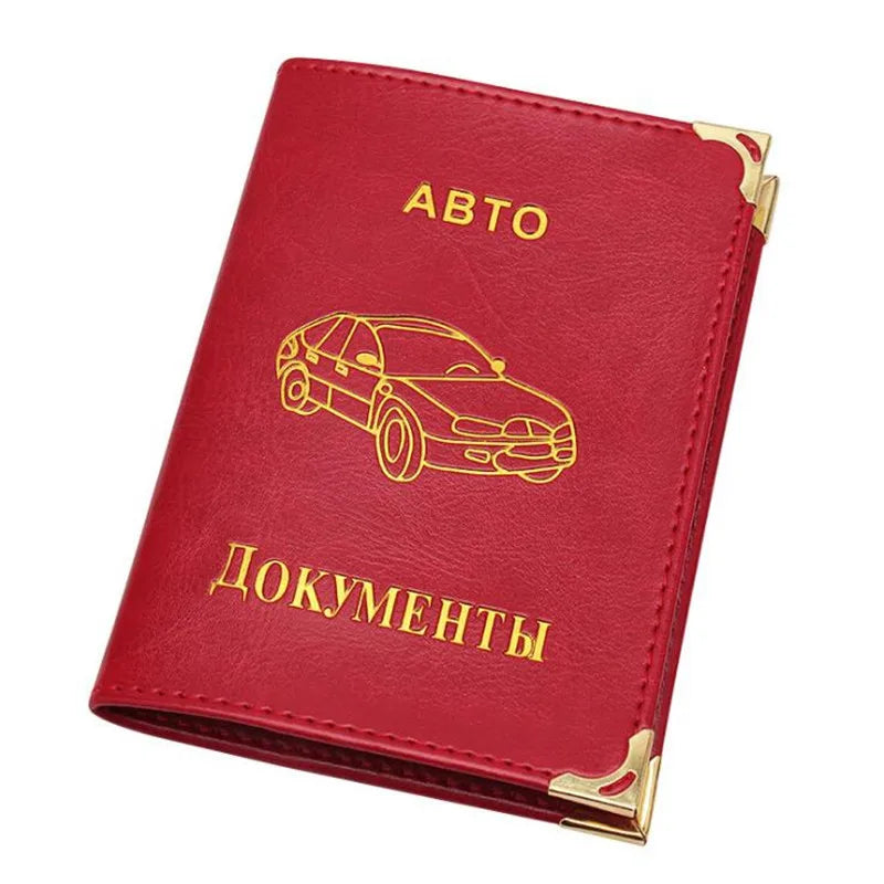 Porte-documents voiture en cuir PU pour permis et papiers auto style vintage russe
