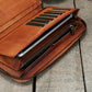 Portefeuille homme cuir véritable long zippé vintage grande capacité avec dragonne