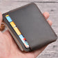 Porte-cartes slim en cuir véritable Crazy Horse compact avec 3 emplacements unisexe