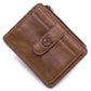 Porte-cartes homme en cuir véritable RFID avec zip et rabat compact