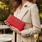 Portefeuille long femme en cuir PU avec fermeture zippée et grande capacité élégante