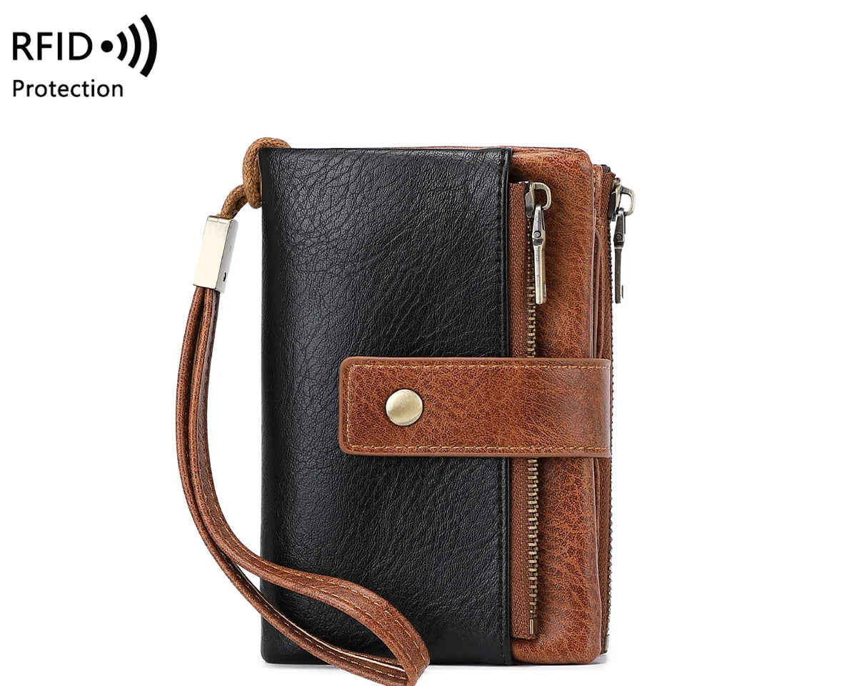 Portefeuille femme RFID en similicuir avec porte-cartes et porte-monnaie zippé