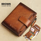 Portefeuille homme cuir véritable vintage RFID avec zip et porte-cartes multifonction