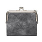 Portefeuille vintage en cuir pour femme avec fermoir Kiss Lock et grande capacité