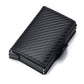Porte-cartes RFID en aluminium et cuir PU effet carbone avec capacité 14 cartes