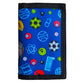 Portefeuille enfant en polyester motif football et basketball multipoches bleu