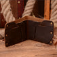 Portefeuille en cuir véritable pour homme – Portefeuille court en cuir avec rivets, porte-cartes et porte-monnaie